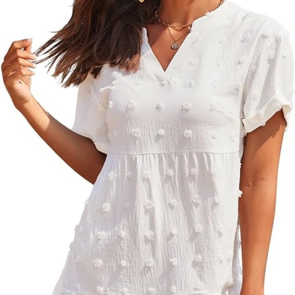 NWT YEKATY WOMEN'S SWIMSUIT COVER-UP DOTS BEACH DRESS WHITE MEDIUM - Picture 2 of 8